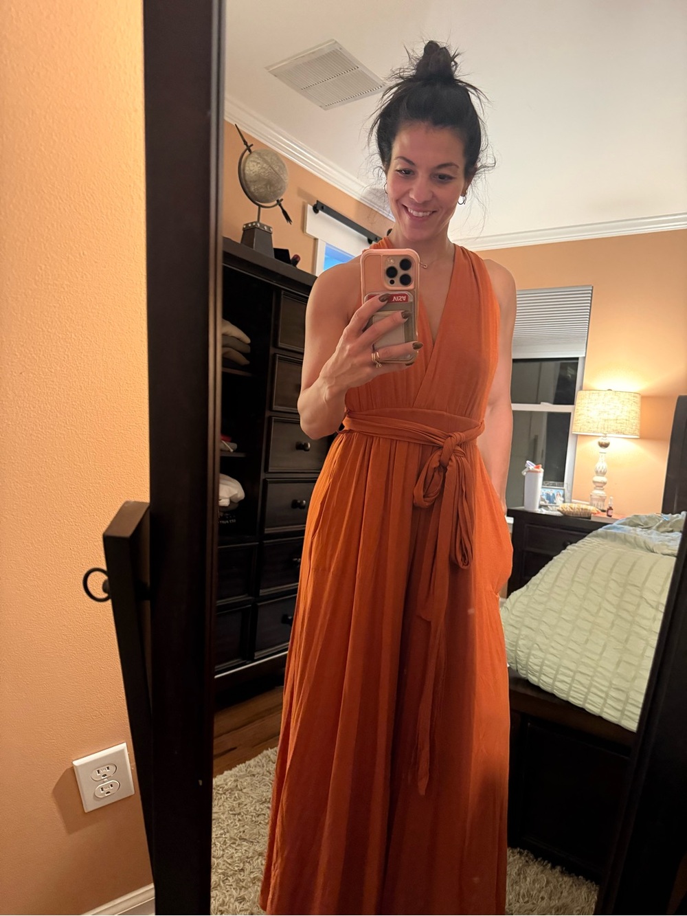Dani Convertible Open-Back One-Piece Rust Orange - Picture 2 of 7